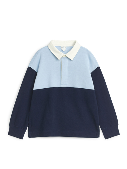 Colour Block Rugby Shirt - Blue
