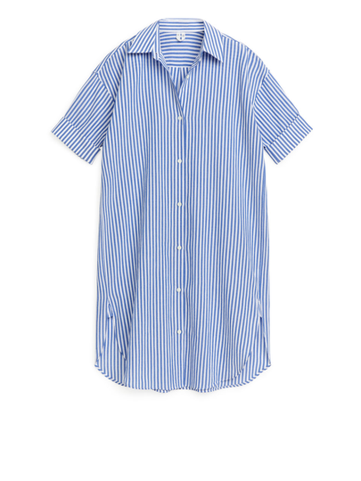 Poplin Shirt Dress - Blue