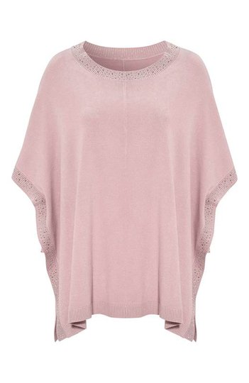 Cellbes stickad poncho med glitter Dimrosa
