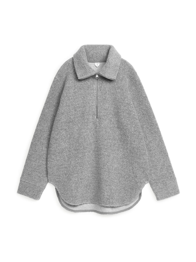 Half Zip Pile Sweatshirt - Grey