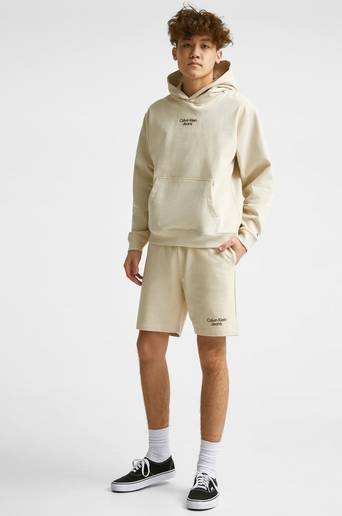 Calvin Klein Hoodie Stacked Logo Relaxed Hoodie Beige