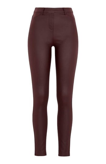 Cellbes Stretchiga treggings med vaxad yta Bordeaux
