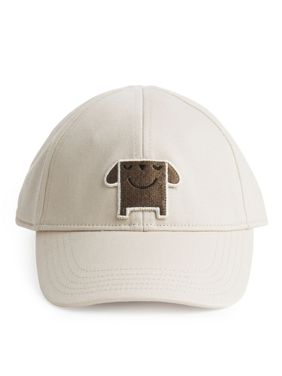 Embroidered Twill Cap - Beige