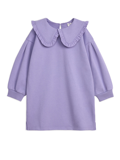 Collared Sweatshirt Dress - Purple