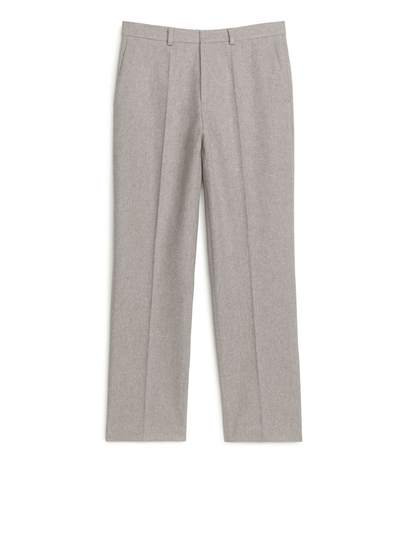Straight Melton Wool Trousers - Beige