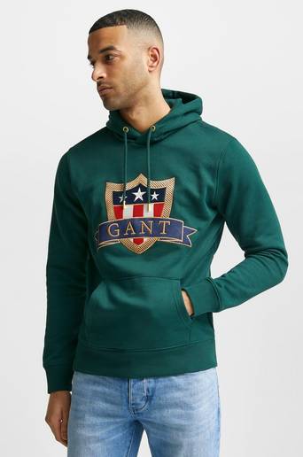 Gant Hoodie D1. Gant Banner Shield Hoodie Grön