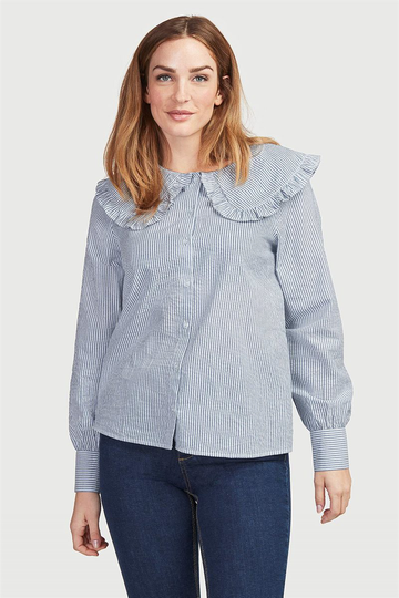 Blus med volangkrage