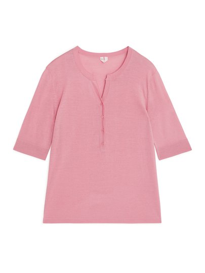 Merino Henley Top - Pink