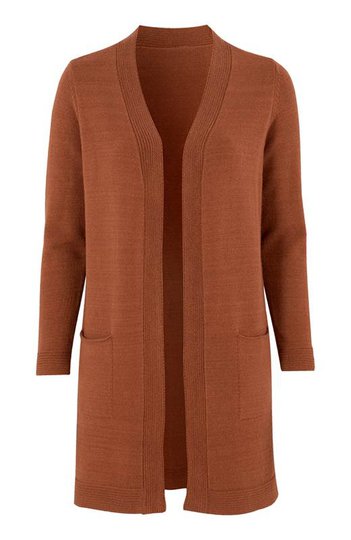 Cellbes Lång cardigan med fickor Rödbrun Melange