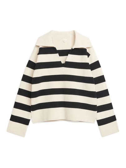 Striped Cotton Jumper - Black