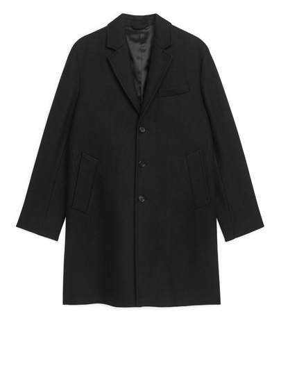 Melton Wool Coat - Black