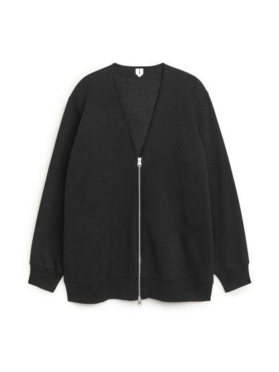 Sweatshirt Zip Cardigan - Black