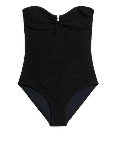 Textured Bandeau Swimsuit - Black