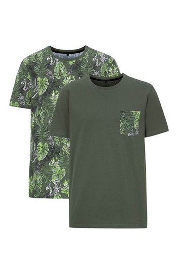 Cellbes T-shirt 2-Pack Grön Mönstrad