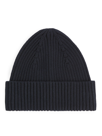Ribbed Cotton Beanie - Blue