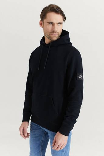 Calvin Klein Jeans Hoodie Monogram Sleeve Badge Hoodie Svart