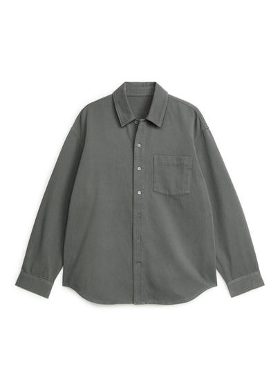 Oversized Twill Utility Overshirt - Green