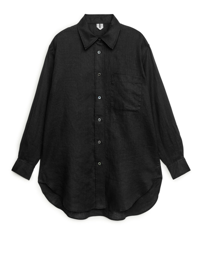 Oversized Linen Shirt - Black
