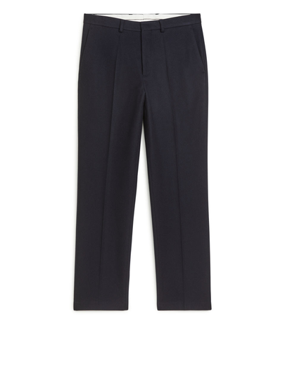 Straight Melton Wool Trousers - Blue
