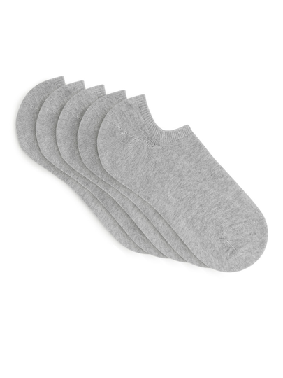 Sneaker Socks, 5 Pairs - Grey