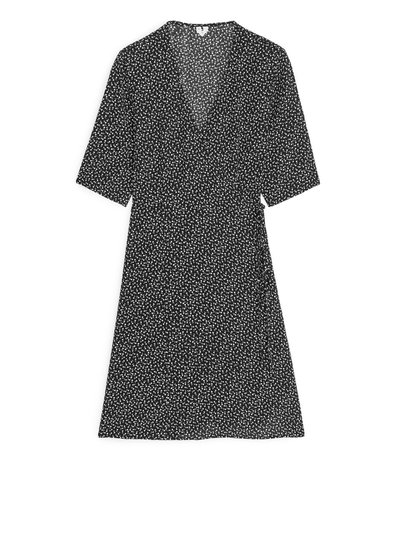 Floral Wrap Dress - Black