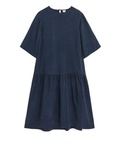 Drop-Waist Cupro Dress - Blue