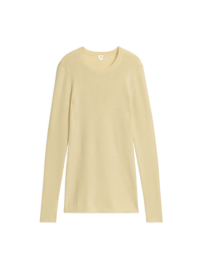 Rib-Knit Merino Top - Yellow