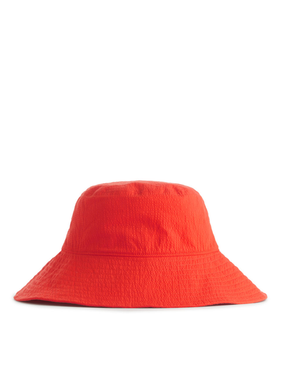 Seersucker Bucket Hat - Orange