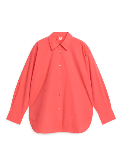 Relaxed Poplin Shirt - Red