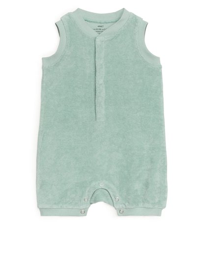 Sleeveless Towelling Romper - Turquoise