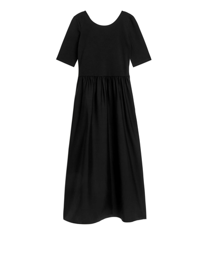 Jersey/Poplin Dress - Black