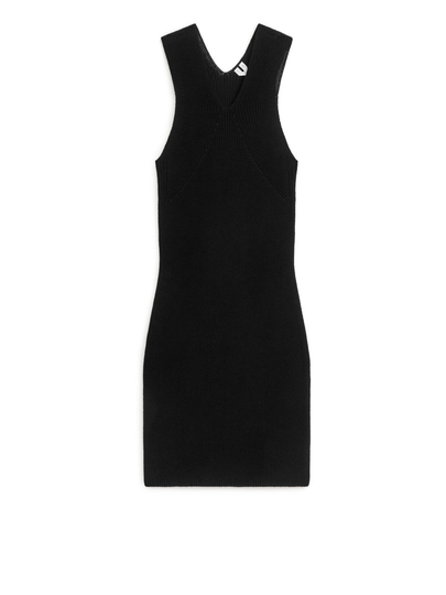 Knitted Cotton Dress - Black