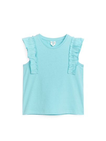 Sleeveless Jersey Frill Top - Turquoise