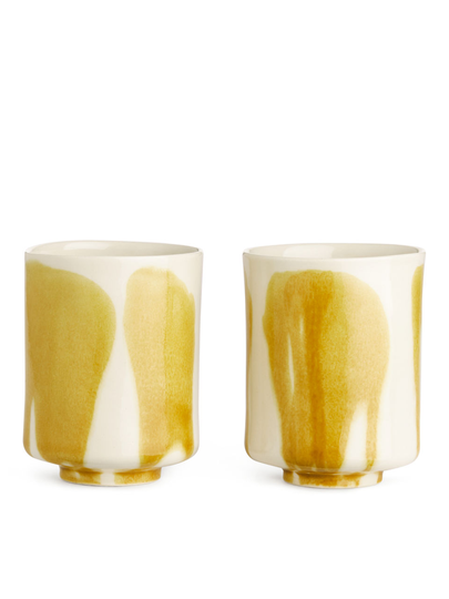 Stoneware Cups Set of 2 - Yellow