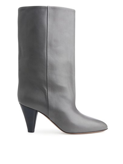 Mid-High Wide-Shaft Boots - Grey